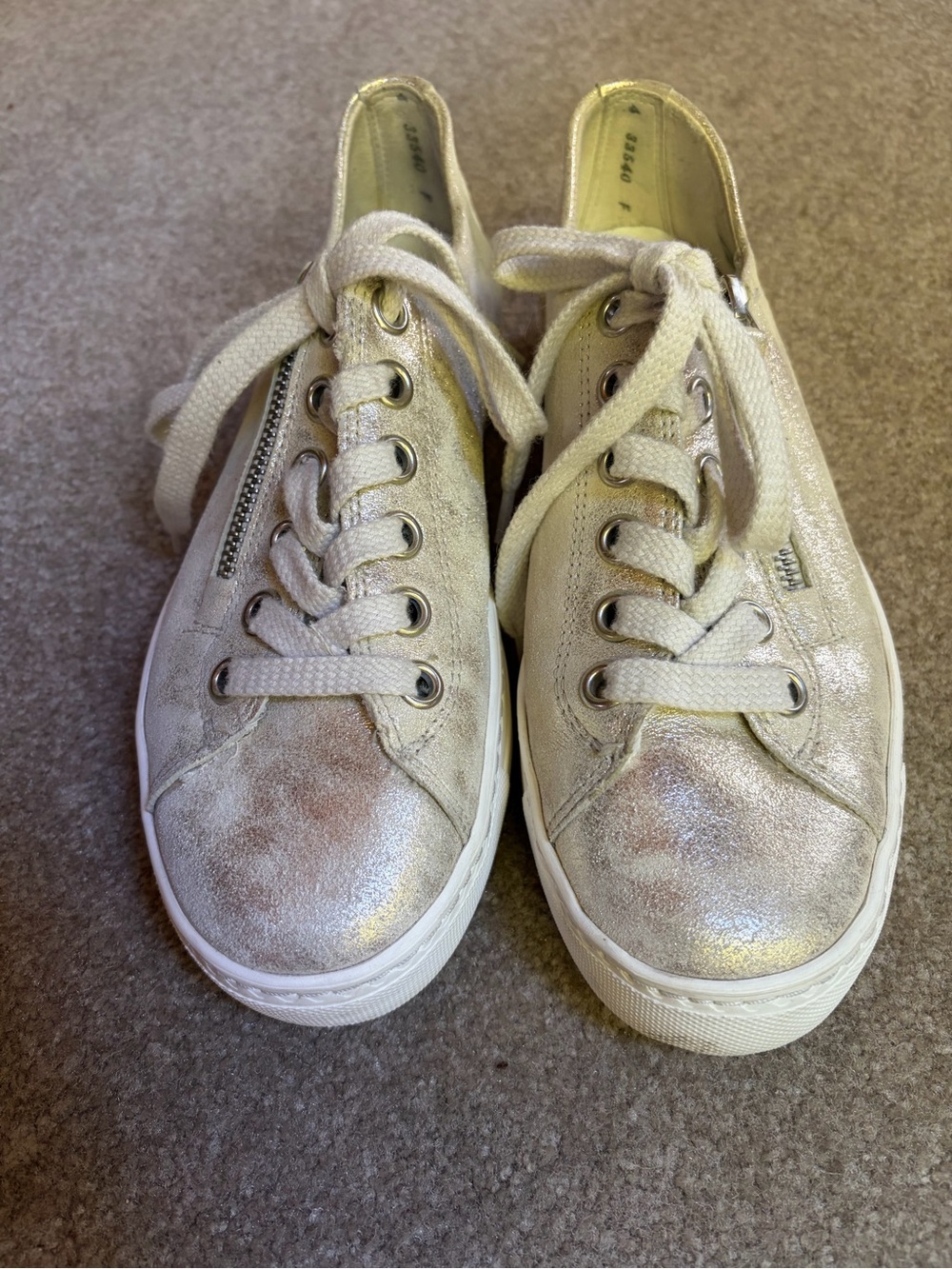 Paul Green Metallic Silver Casual Lace-Up Sneakers